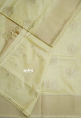 Ivory Cream - Raaga - Raw Mango Tussar Silk with Trendy buttas and Getti Border with piping